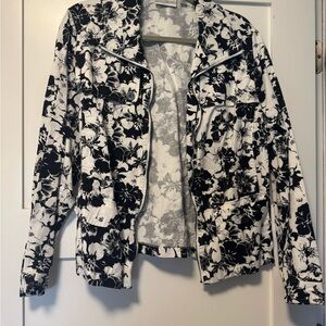 Floral Black and White Women's Jacket